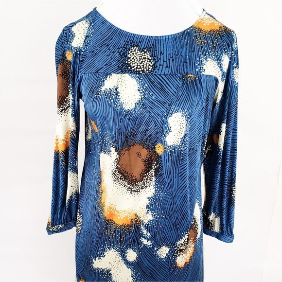 Twelfth Street by Cynthia Vincent Blue 100% Silk Dress Sz P (small) Long Sleeve - Picture 2 of 5